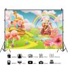 12x8ft Candyland Backdrop Cartoon Sweet Candy Donut Lollipop Rainbow Photography Background Kids Birthday Baby Shower Party Banner Decorations Supplies Photo Booth Props view 2