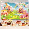 12x8ft Candyland Backdrop Cartoon Sweet Candy Donut Lollipop Rainbow Photography Background Kids Birthday Baby Shower Party Banner Decorations Supplies Photo Booth Props view 3