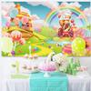12x8ft Candyland Backdrop Cartoon Sweet Candy Donut Lollipop Rainbow Photography Background Kids Birthday Baby Shower Party Banner Decorations Supplies Photo Booth Props view 4
