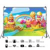 12x8ft Candyland Backdrop Cartoon Candy Town Lollipop Rainbow Photography Background Cake House Birthday Party Banner Decorations Supplies Photo Booth Props view 2