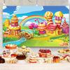 12x8ft Candyland Backdrop Cartoon Candy Town Lollipop Rainbow Photography Background Cake House Birthday Party Banner Decorations Supplies Photo Booth Props view 3