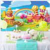 12x8ft Candyland Backdrop Cartoon Candy Town Lollipop Rainbow Photography Background Cake House Birthday Party Banner Decorations Supplies Photo Booth Props view 4