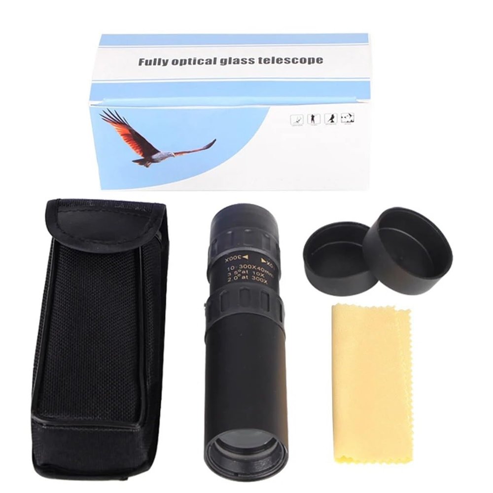 Telescope Accessory Set 4K 10-300X40mm Monocular Telescope Telephoto Zoom Portable Monocular Telescope W/Tripod Clip Telescope Camera (Color : NO Tripod NO Clip)