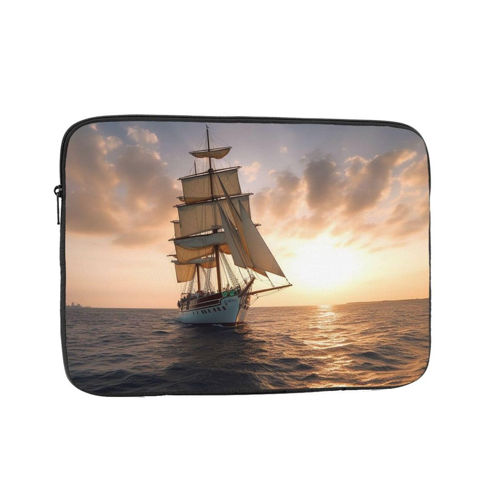 White Sailing Ship at Sunset Laptop Case Laptop Sleeve Bag Portable Laptop Bag Shockproof Protective Computer Bag 10 inch