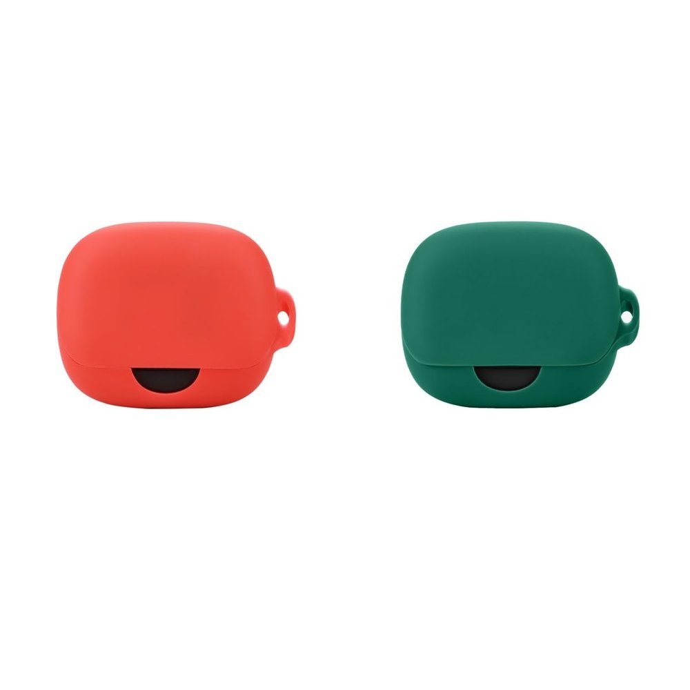 2 Pack DAYJOY Soft Silicone Protective Case Cover Compatible with Anker Soundcore AeroFit Pro Earbuds, Protective Skin Sleeve with Key Chain (red+Green)