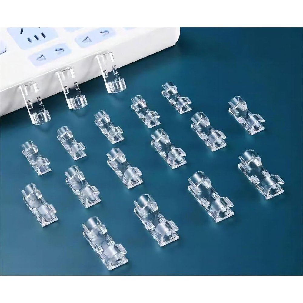 20 Pieces of Cable Clips, Non Punched self-Adhesive and Traceless Cable Clips, Office, Desktop, and car Wire Organizer (Extra Large Diameter 11mm (0.43in))