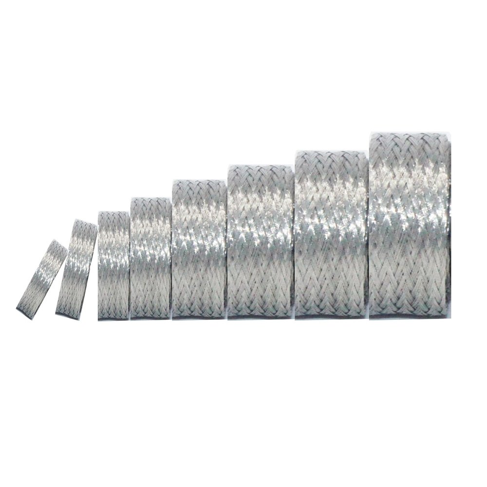 Kokey-xy Tinned Copper Braided Cable Shielding Sleeve Metal Wire Loom Sheathing EMI RFI ESD Protector Grounding Mesh Flat Tubular Expandable 3/4" W(0.48" ID)-16FT