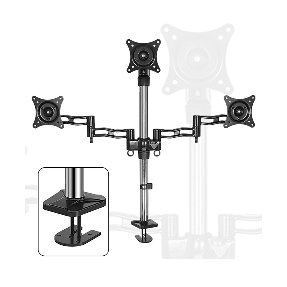 GLigeT Monitor Arm Gas Triple Monitor Stand Mount 15"-27" Aluminum Alloy Monitor Desk Mount Height Adjustable VESA Bracket, Holds Up to 15.4lbs, 3 Installation Methods Monitor Desk Mount (Size : B)