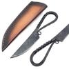 ANCILLA Handmade Viking knife - Hand Forged Celtic Pocket Knife - Full Tang Hardened Fixed Blade Vintage Art Collection - Carbon Steel Necklace with Leather Sheath - Mini Pocket Cowboy Neck knife for Bushcraft, Camping and Skining with Holster - Pred view 1