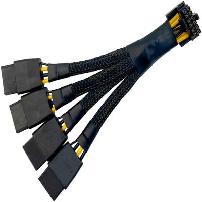 16Pin to 4X8Pin HUB Cable 12VHPWR 90 Degree Adapter, PCIe 5.0 Extension Adapter for RTX 4090 4080 Graphic Card-15cm
