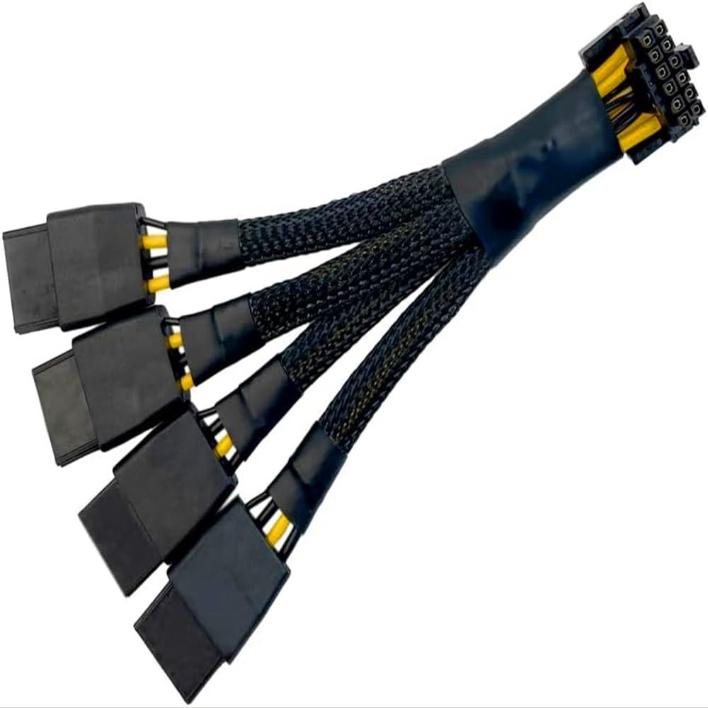 16Pin to 4X8Pin HUB Cable 12VHPWR 90 Degree Adapter, PCIe 5.0 Extension Adapter for RTX 4090 4080 Graphic Card-15cm