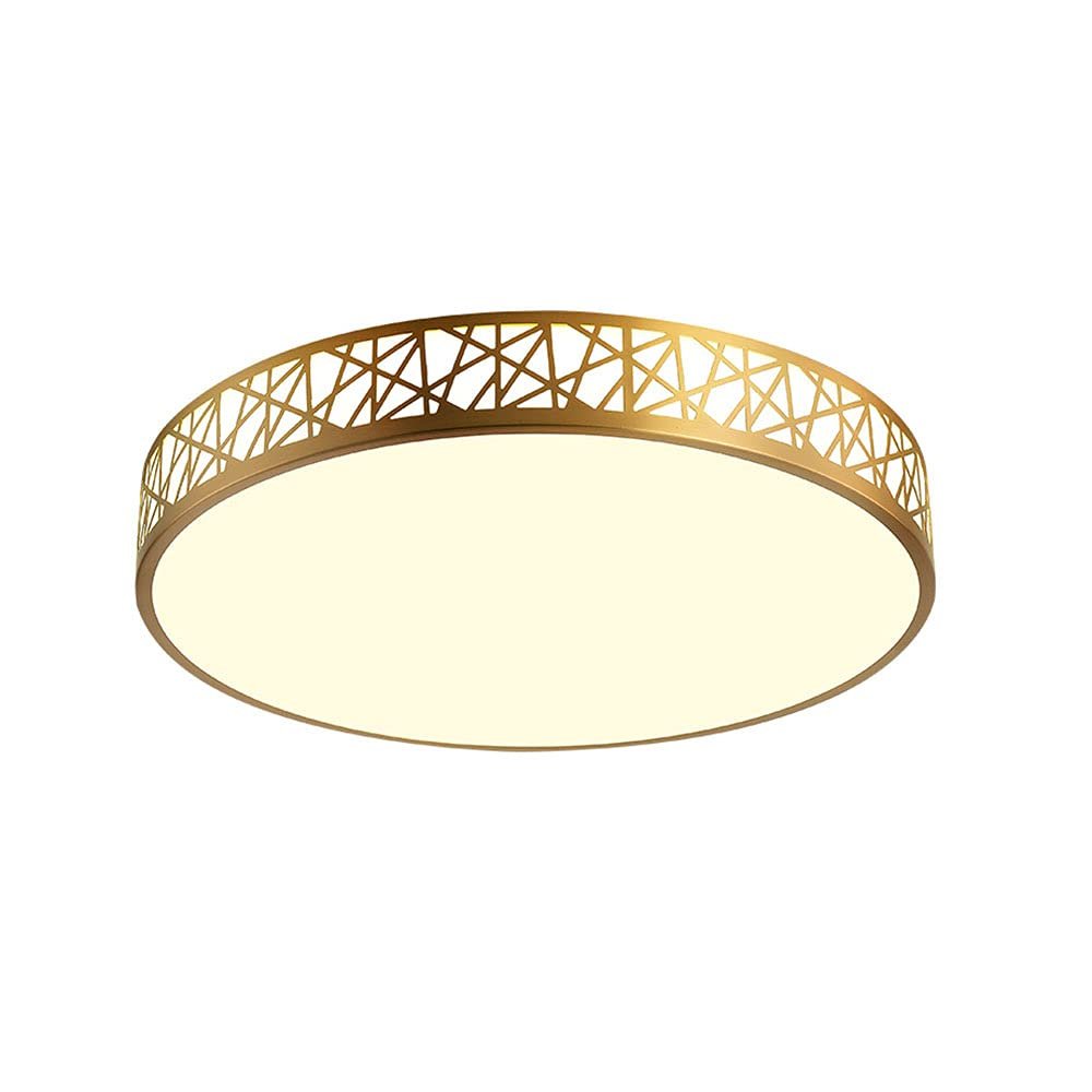 SteFik Ceiling Lamp European Golden Hollow Frame Ceiling Lamp Can Be Adjusted 3000K, 4500K, 6000K Ceiling Lamp Suitable for Interior Lighting of Bedroom and Dining Room (Size : 15.8in),Pendant