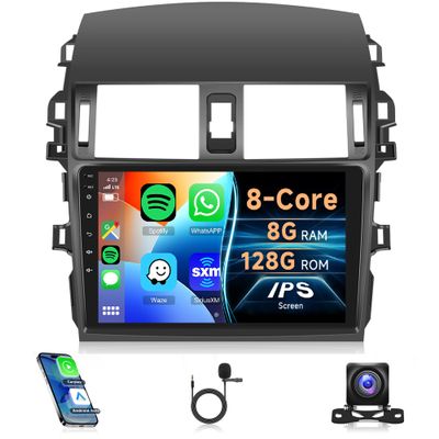 8Core 8G+128G for Toyota Corolla 2009-2013 Android 15 Car Stereo Carplay Android Auto, Rimoody 9 Inch QLED capacitive Screen with Bluetooth 5.0 FM/AM/RDS DSP-36 GPS WiFi Mirror Link Backup Camera