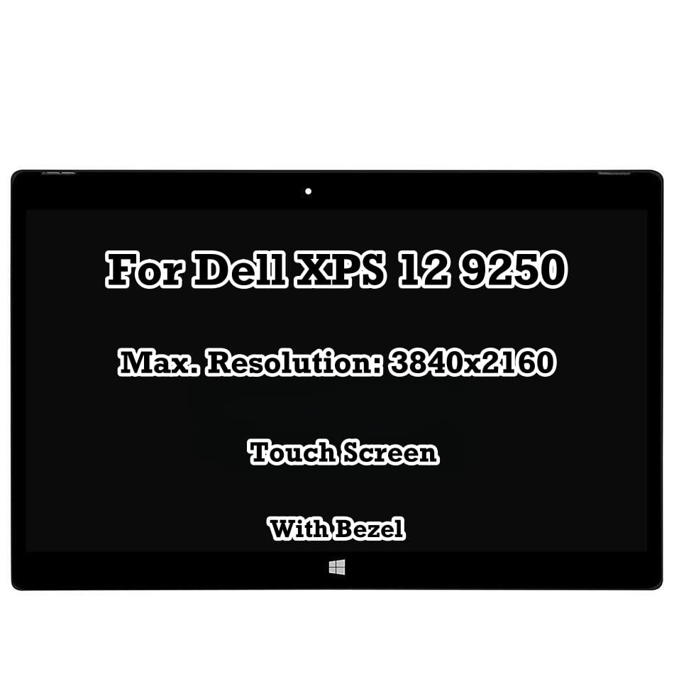 12.5" Replacement for Dell XPS 12 9250 UHD 4K 3840x2160 LCD LED Display Touch Screen Digitizer Assembly with Bezel Panel