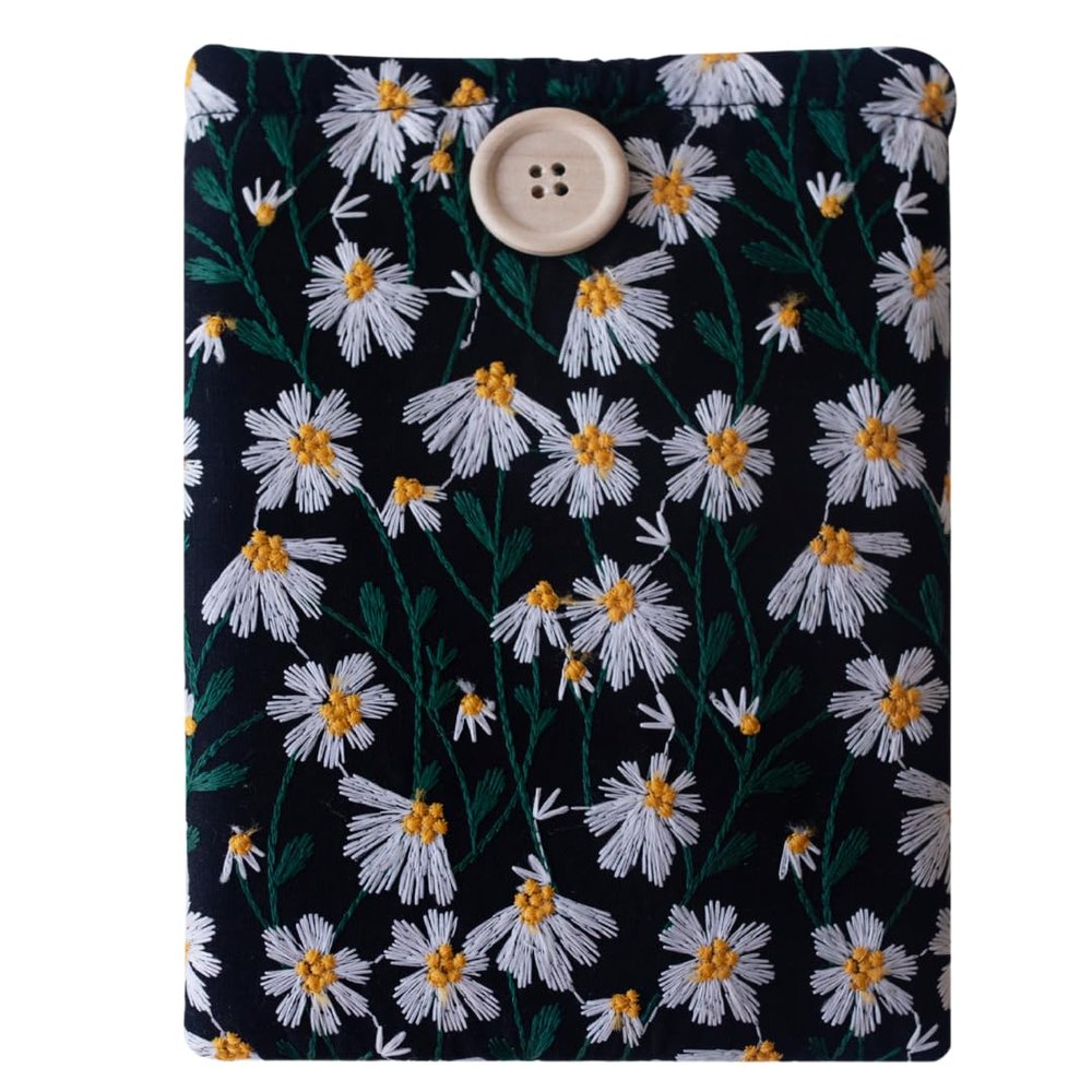 Embroidered Kindle Sleeve - Fits Paperwhite (6 & 6.8), Signature (6.8), Oasis, Kobo Clara, Nook Glowlight - Handmade Padded Fabric Cover for E-Readers & Tablets - Multiple Colors
