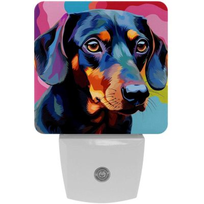 Kids Night Lights Plug into Wall 2-Pack, Black Dachshund LED Nightlight for Girls Boys, Dusk-to-Dawn Sensor, Nursery Plug in Night Light for Kids Room Bedroom Decor