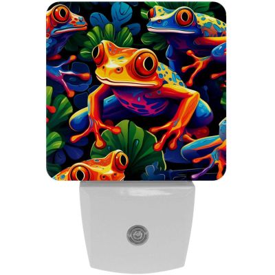 KikandKo Color Frogs Night Light Plug into Wall for Girls Boys Room, Decorative Nightlights Auto Sensor Led Lights Wall Decor Gifts for Women Nightlight Sleep Friendly, 2 Pack