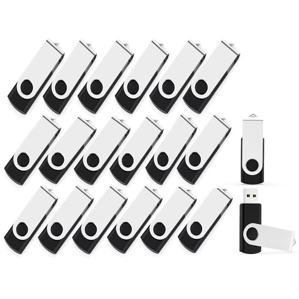 MAKACTUA USB 2.0 Flash Drives 20 Pack, 4GB, Thumb Drive, Swivel Memory Stick, Black