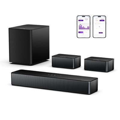 ULTIMEA 5.1 Sound Bar for Smart TV, with Dolby Atmos, 410W Peak Power, Surround Sound System for TV, Wireless Subwoofer Bass Boost, Surround Adjustable, APP Control, Poseidon D60(New 2025 Model)