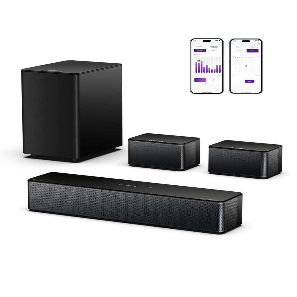 ULTIMEA 5.1 Sound Bar for Smart TV, with Dolby Atmos, 410W Peak Power, Surround Sound System for TV, Wireless Subwoofer Bass Boost, Surround Adjustable, APP Control, Poseidon D60(New 2025 Model)