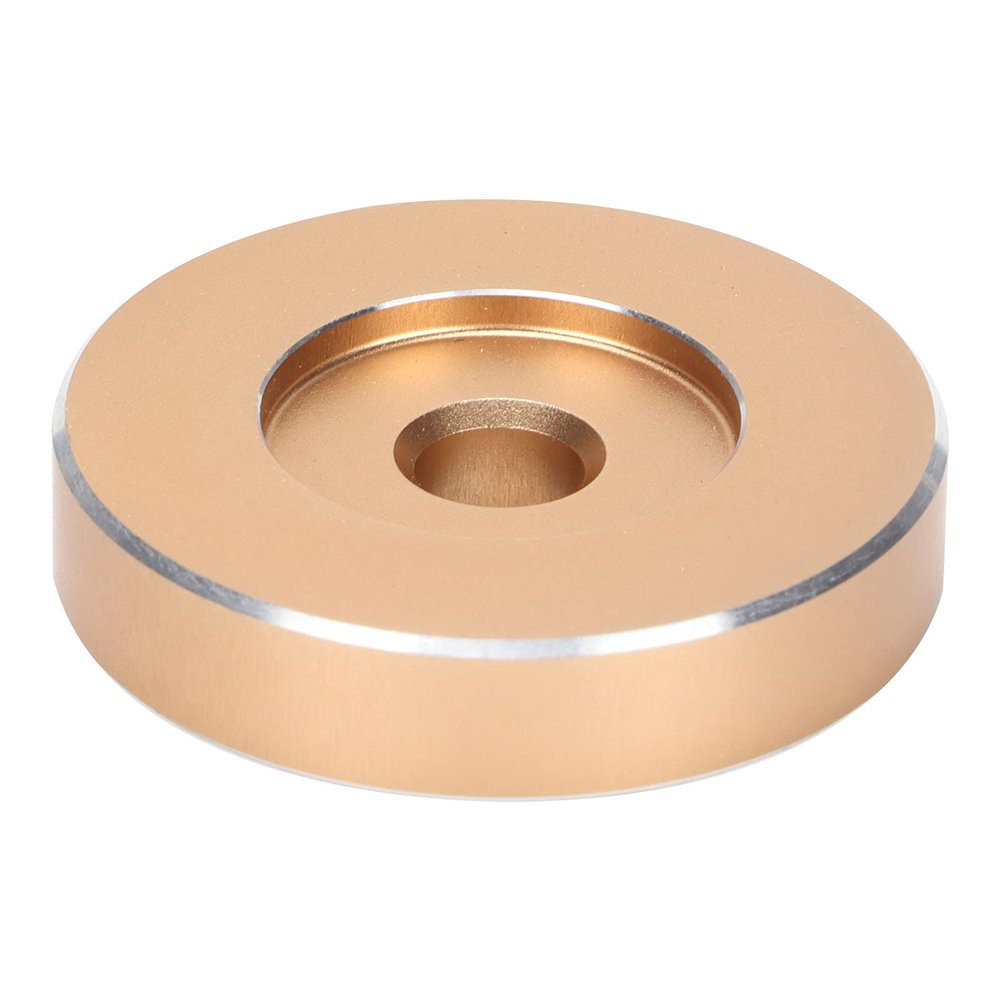 45 RPM Record Turntable Adapter, 38mm Diameter Aluminum Durable Large Hole Conversion Sheet Black Clamp Adapter for Most Big Hole Records(Golden)