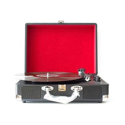 Portable Vinyl Turntable,Record Player, with 2 Built-in Speakers, 3-Speed, Black, Free Size Recorder Every Family