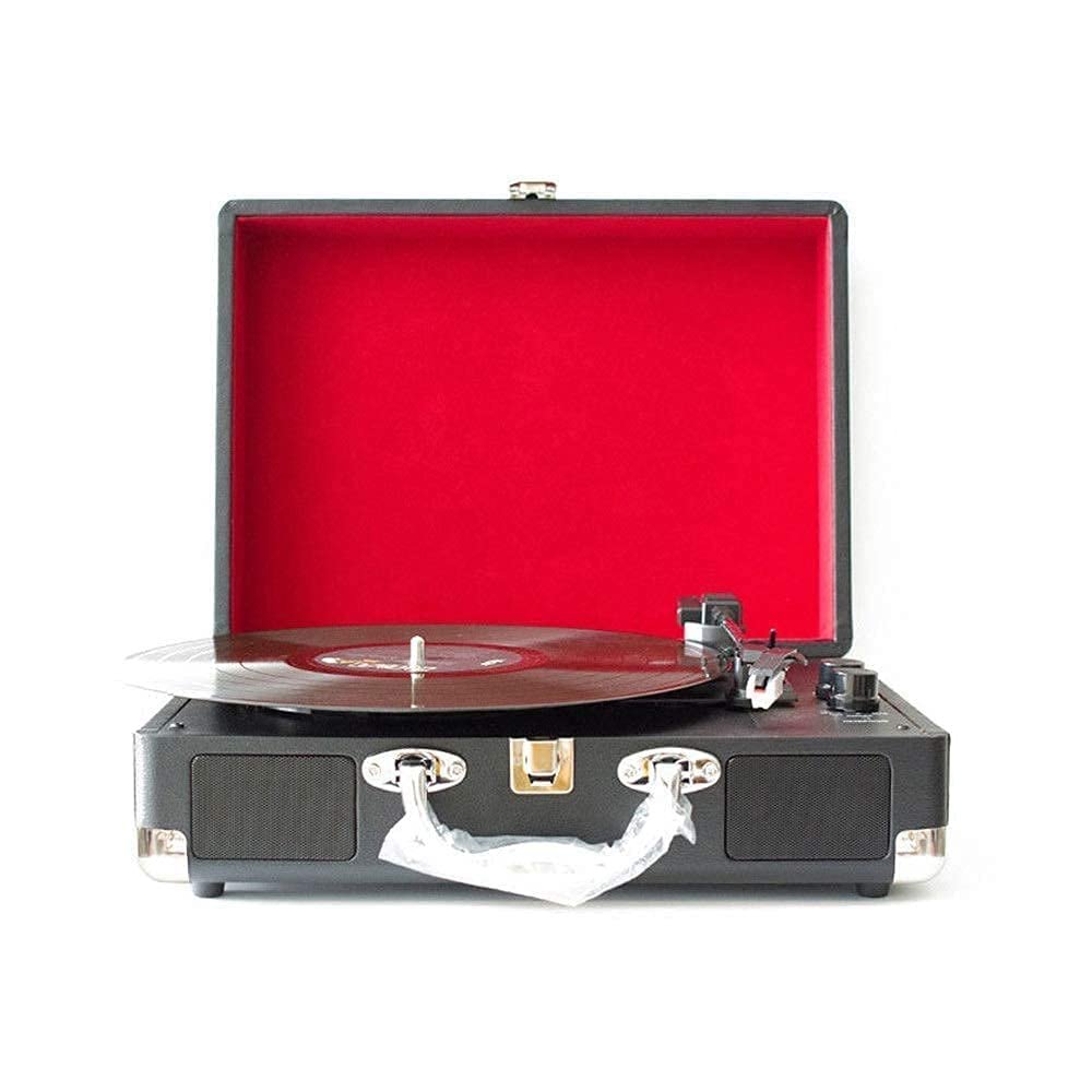 Portable Vinyl Turntable,Record Player, with 2 Built-in Speakers, 3-Speed, Black, Free Size Recorder Every Family