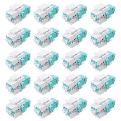 Xunsomten-20pcs LC/OM3 Fiber Optic Coupler Keystone Jack Module is Suitable for Fiber Patch Panel and Siding Fiber Cable Adapters with LC Duplex Multimode