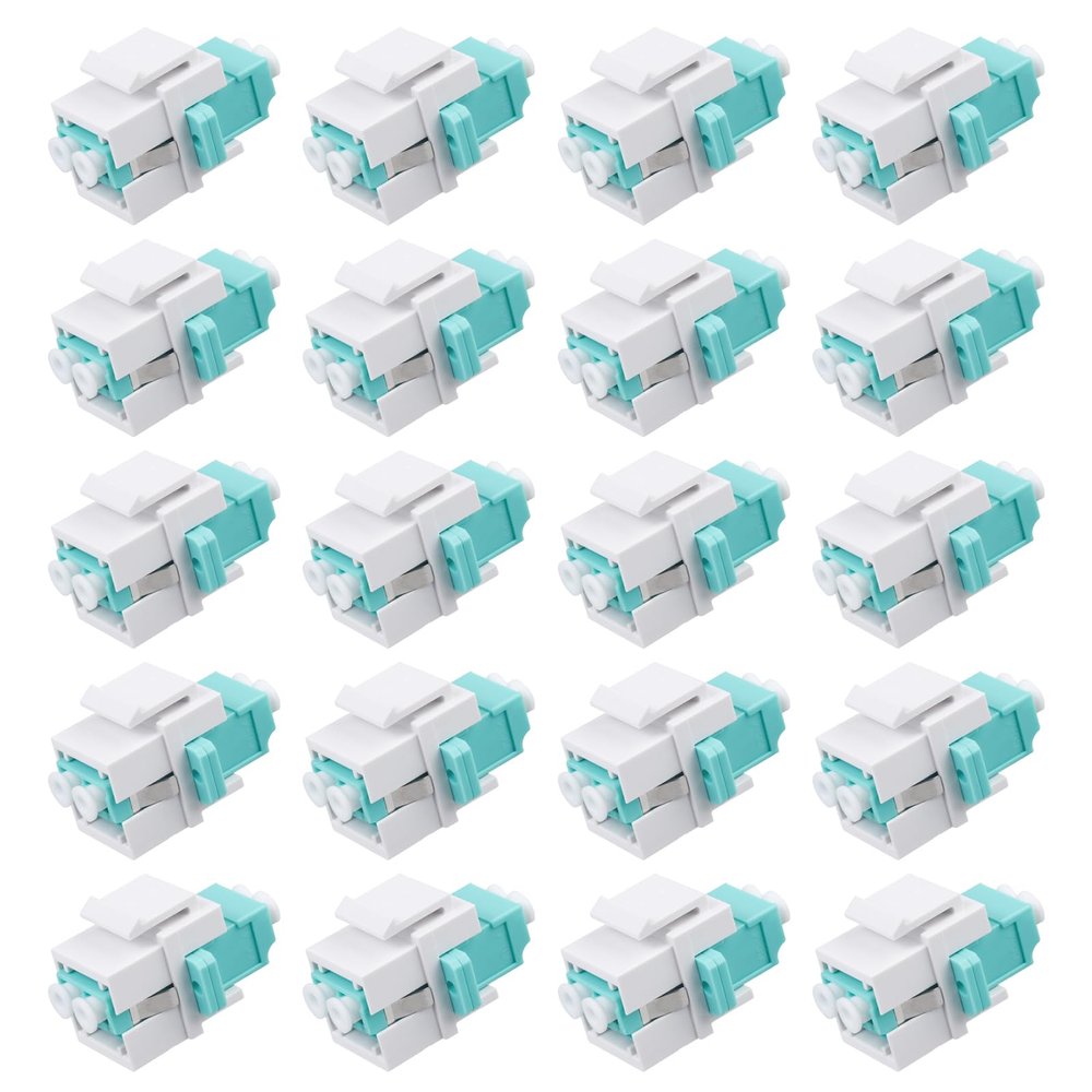 Xunsomten-20pcs LC/OM3 Fiber Optic Coupler Keystone Jack Module is Suitable for Fiber Patch Panel and Siding Fiber Cable Adapters with LC Duplex Multimode