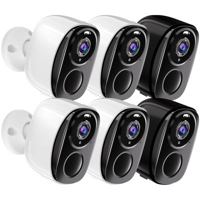 ELECCTV 2K QHD 5200mAh Battery Operated Home Security Cameras Wireless Outdoor WiFi, IP65 Waterproof, Two-Way Audio, Color Night Vision, Motion Sensor, No Subscription-2PACK BW4 (4White+2Black)