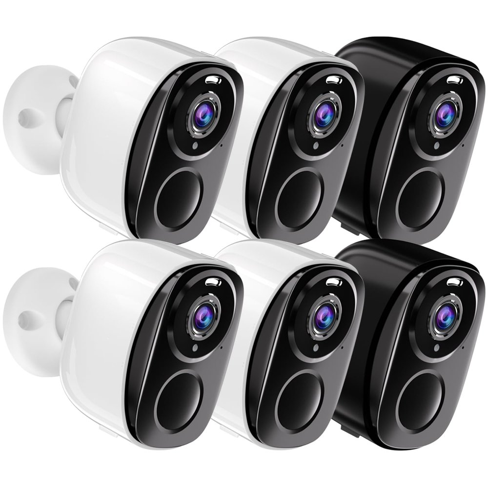 ELECCTV 2K QHD 5200mAh Battery Operated Home Security Cameras Wireless Outdoor WiFi, IP65 Waterproof, Two-Way Audio, Color Night Vision, Motion Sensor, No Subscription-2PACK BW4 (4White+2Black)
