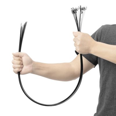 Armpow Metal Zip Ties Black 48 inch 408LB 25pcs Heavy Duty 304 Stainless Steel Epoxy Coated Locking Cable Exhaust Wrap Multi Purpose Binding for Machinery, Vehicles, Farms, Cables, Pipes,Fence