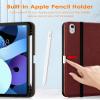 DTTO for iPad Air 5th/4th Generation Case 2022/2020, Premium Leather Folio Stand Cover with Pencil Holder[2nd Pencil Charging] and Bluetooth Keyboard, Wireless Rechargeable Keyboard, Burgundy Red view 3