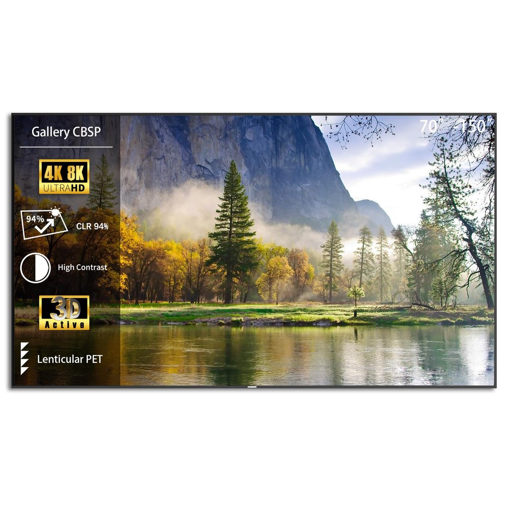 Wupro Gallery Fixed Frame Projector Screen CBSP ALR with Slim Frame,Supports 4K/8K,HDR & Active 3D,100 Inches for Ultra Short Throw Projectors and Bright Natural Light Environments