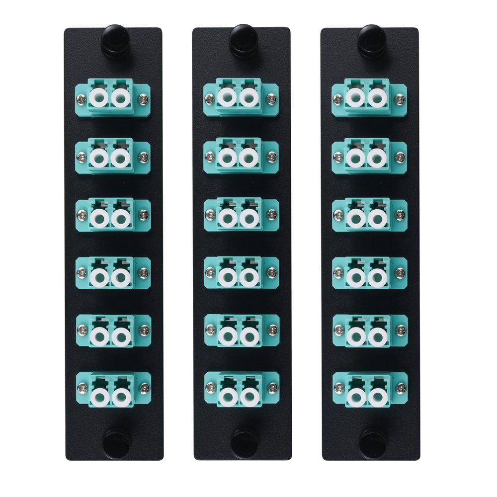 Xunsomten-3pc 12 Fibers Cores LC OM3 Compatible Fiber Patch Panel