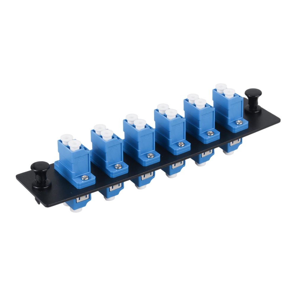 Xunsomten-1pcs LGX Compatible Fiber Patch Panel, 6 Singlemode Blue Duplex LC Adapters, 12 Fiber Ports