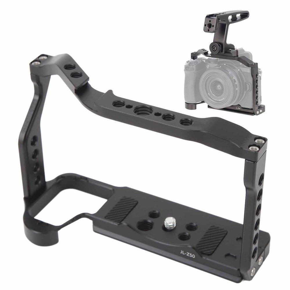 Camera Cage for Z50, Video Camera Cage Rig with 1/4 & 3/8 Thread, for Arca Port Quick Release Plate, Aluminum Video Cage Rig Stabilizer