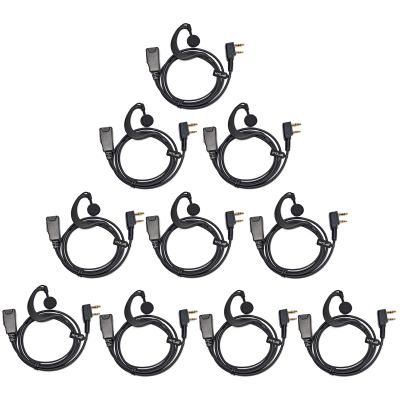 HYS 1-Wire Earpiece with Mic&PTT for Baofeng Walkie Talkie BF-F8HP BF-F9 UV-82 UV-82HP UV-82C UV-5R UV-5R5 UV-5RA UV-5RE UV-5X3 Kenwood NX TK Series 2pin Radios, G Shape Ear Hook