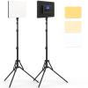 2 Packs LED Video Light with 63" Tripod Stand, QEUOOIY 20W Bi-Color Photography Lighting Kit, Dimmable 2500-8500K Studio Conference Light, Built-in 8000mAh Battery for YouTube/TikTok/Vlog/Streaming view 1