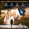2 Packs LED Video Light with 63" Tripod Stand, QEUOOIY 20W Bi-Color Photography Lighting Kit, Dimmable 2500-8500K Studio Conference Light, Built-in 8000mAh Battery for YouTube/TikTok/Vlog/Streaming view 2