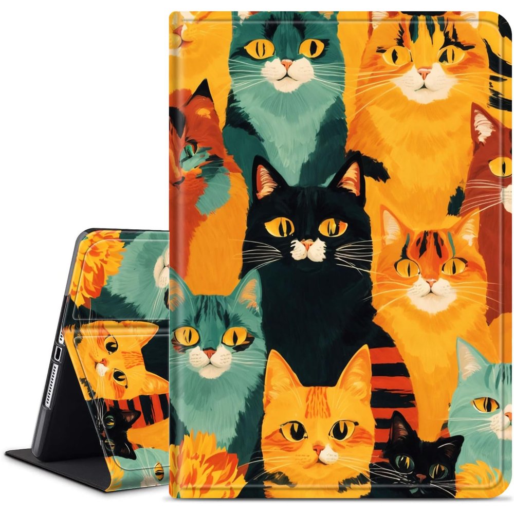 Case for 6" All-New Kindle(11th Generation 2024/2022 Release),Slim PU Leather Smart E-Reader Cases Covers with Auto Wake/Sleep for Kindle 2024 11th Gen e-Reader Release,Art Cats