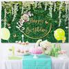 12x8ft Happy Birthday Greenery Backdrop Green Leaves White Flowers Wall Photography Background Girls Women Birthday Party Cake Table Banner Decorations Photo Booth Props view 3