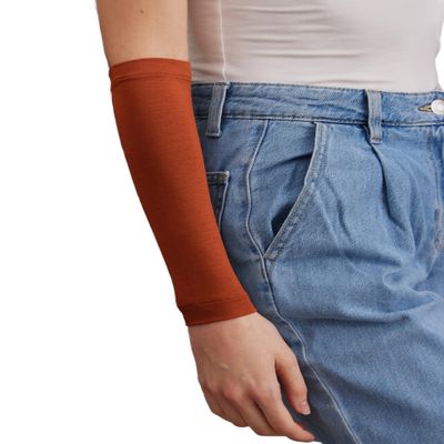 femple Arm Cover | For Muslim Women Islamic Jersey Muslim Arm Cover | Sun UV Protection Hijab Oversleeve (Burnt Orange)