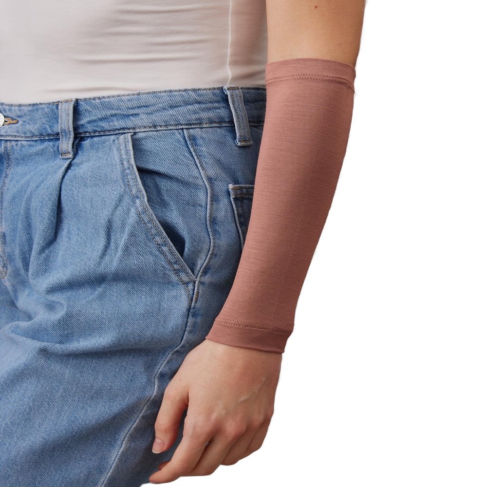 femple Arm Cover | For Muslim Women Islamic Jersey Muslim Arm Cover | Sun UV Protection Hijab Oversleeve (Dusty Rose)