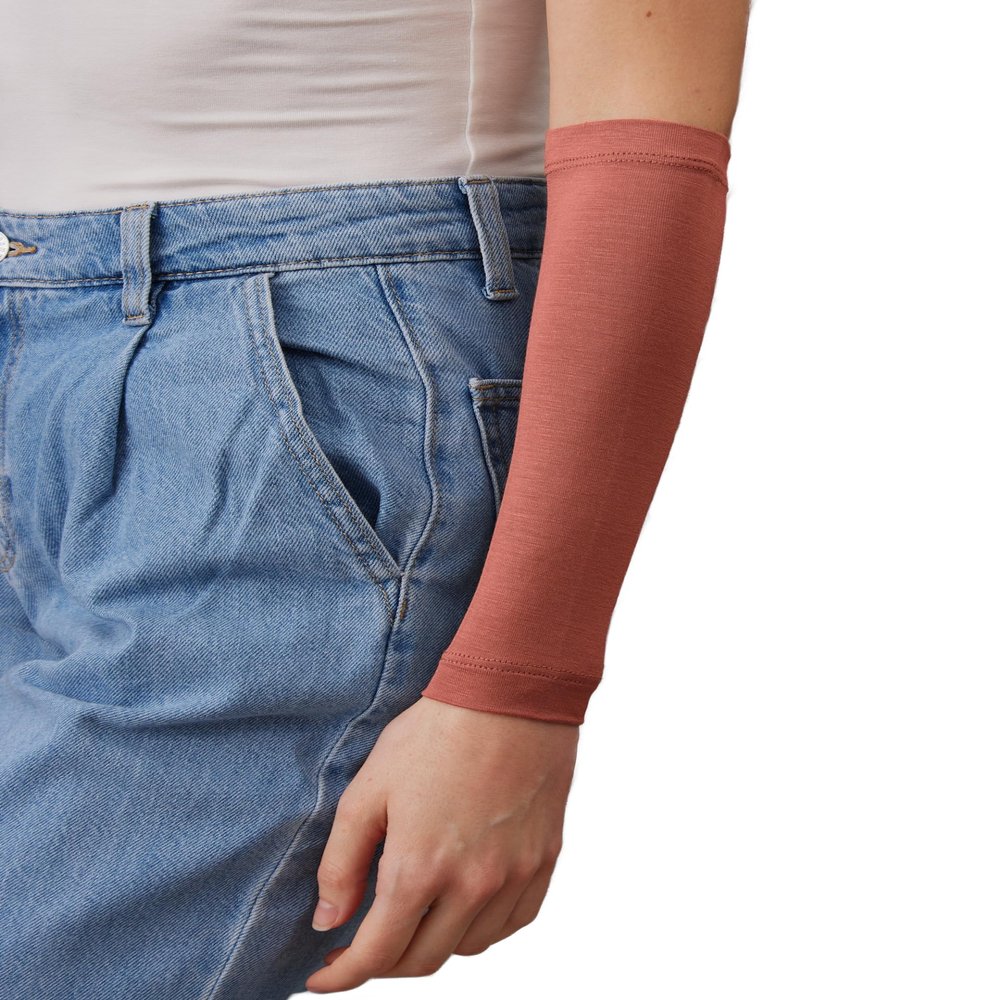 femple Arm Cover | For Muslim Women Islamic Jersey Muslim Arm Cover | Sun UV Protection Hijab Oversleeve (Terracotta)