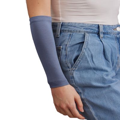 femple Arm Cover | For Muslim Women Islamic Jersey Muslim Arm Cover | Sun UV Protection Hijab Oversleeve (Denim)