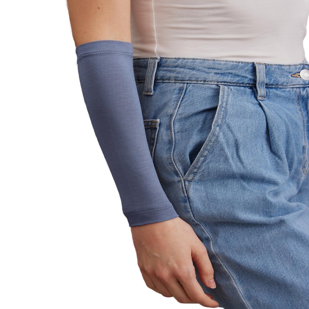femple Arm Cover | For Muslim Women Islamic Jersey Muslim Arm Cover | Sun UV Protection Hijab Oversleeve (Denim)