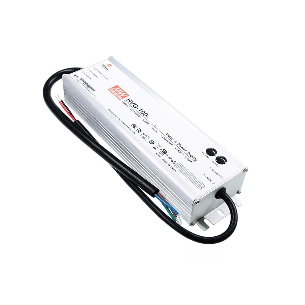 Mean Well HVG 100W 36V 2.65A LED Driver HVG-100-36B AC-DC Constant Current Voltage Switching Power Supply Converter Transformer with IP67, PFC, 3 in 1 Dimming