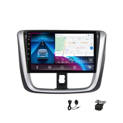 Double Din Android 12 Car Stereo with Backup Camera 9 Inch Touch Screen Car Radio MP5 Player for Toyota Vios 2016~2018 Support 4G/WiFi/Carplay/Auto/USB/DSP/RDS,4g WiFi 8g+128g