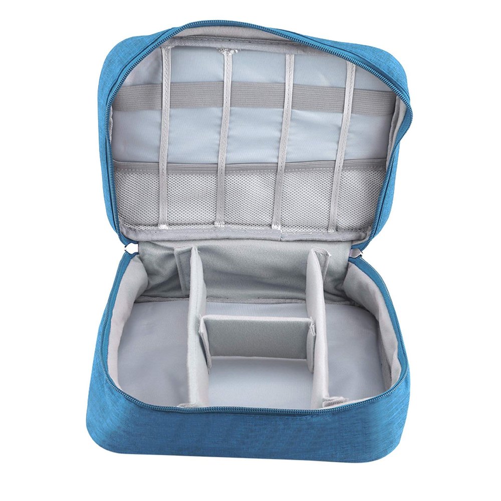 Gavigain Portable Organizer Bag for Headphone Organizer Power Bank Headphone Digital Small Organizer Nylon Storage Bag for USB Cable(Blue)